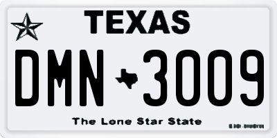 TX license plate DMN3009