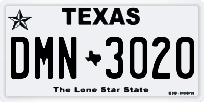 TX license plate DMN3020