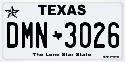 TX license plate DMN3026