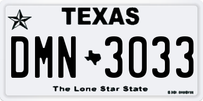 TX license plate DMN3033