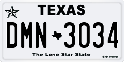TX license plate DMN3034
