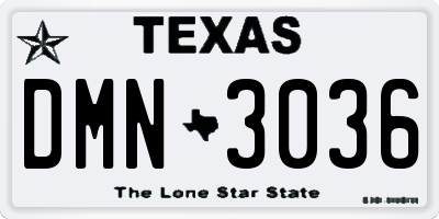 TX license plate DMN3036