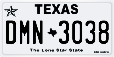 TX license plate DMN3038