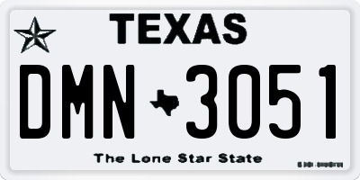 TX license plate DMN3051