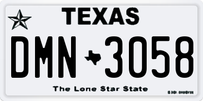 TX license plate DMN3058