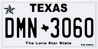 TX license plate DMN3060