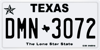 TX license plate DMN3072