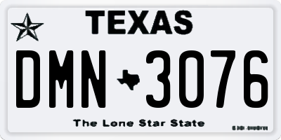 TX license plate DMN3076