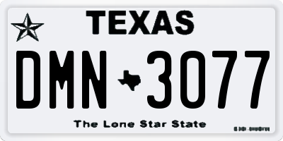 TX license plate DMN3077