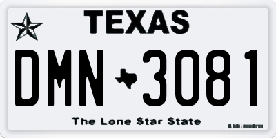 TX license plate DMN3081