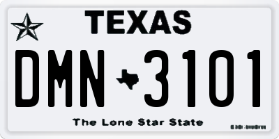 TX license plate DMN3101