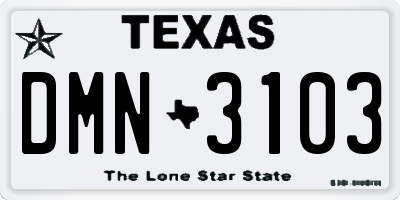 TX license plate DMN3103