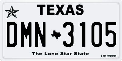 TX license plate DMN3105