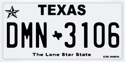TX license plate DMN3106