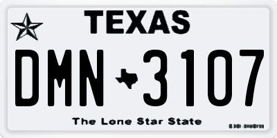 TX license plate DMN3107