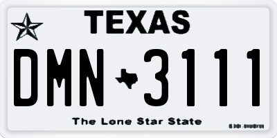 TX license plate DMN3111