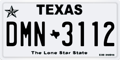 TX license plate DMN3112