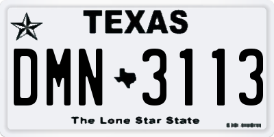 TX license plate DMN3113