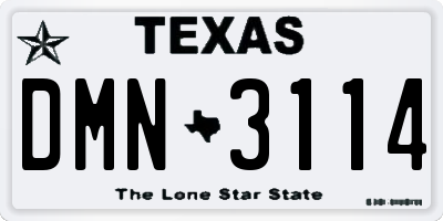 TX license plate DMN3114