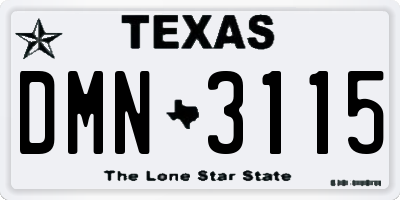 TX license plate DMN3115