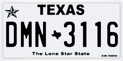 TX license plate DMN3116