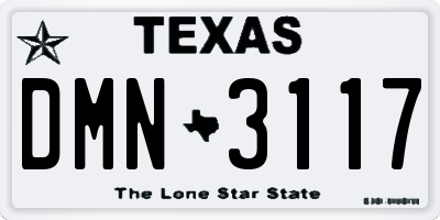 TX license plate DMN3117