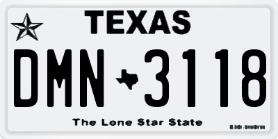 TX license plate DMN3118