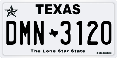 TX license plate DMN3120