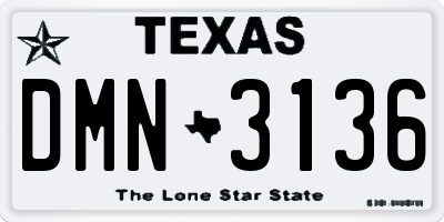 TX license plate DMN3136
