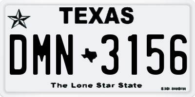 TX license plate DMN3156