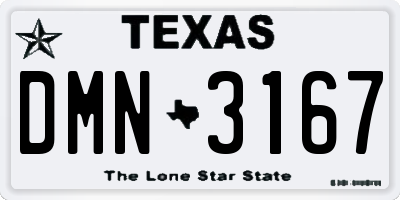 TX license plate DMN3167