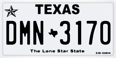 TX license plate DMN3170