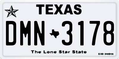 TX license plate DMN3178