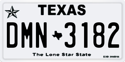 TX license plate DMN3182