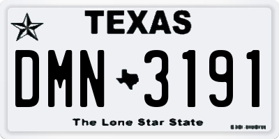 TX license plate DMN3191