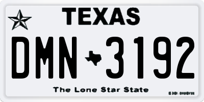 TX license plate DMN3192