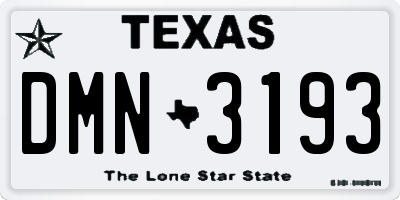 TX license plate DMN3193