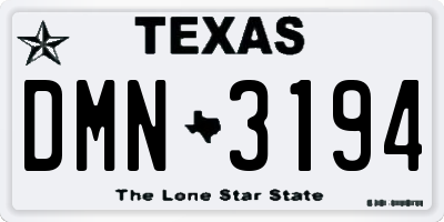 TX license plate DMN3194