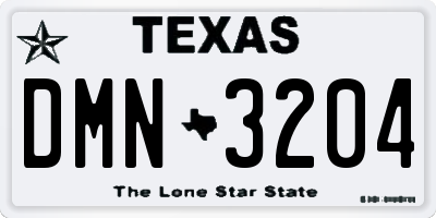 TX license plate DMN3204