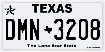 TX license plate DMN3208