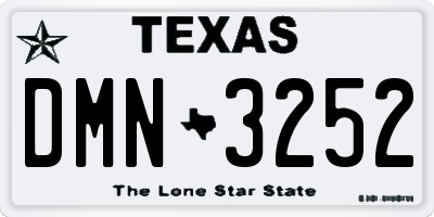 TX license plate DMN3252