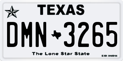 TX license plate DMN3265