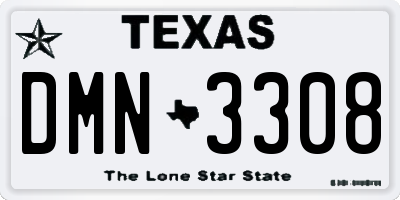 TX license plate DMN3308