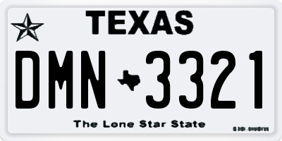 TX license plate DMN3321