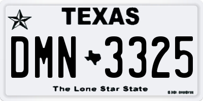 TX license plate DMN3325