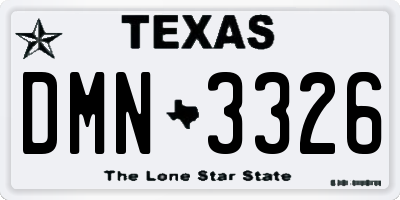 TX license plate DMN3326