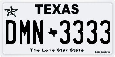 TX license plate DMN3333