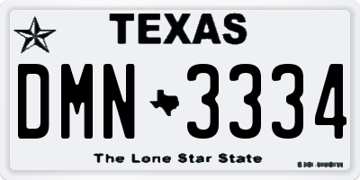 TX license plate DMN3334