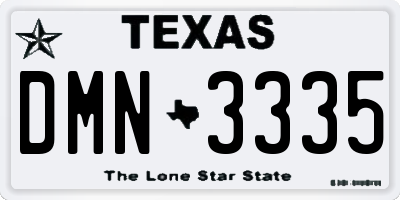 TX license plate DMN3335