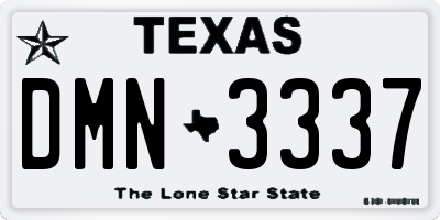 TX license plate DMN3337